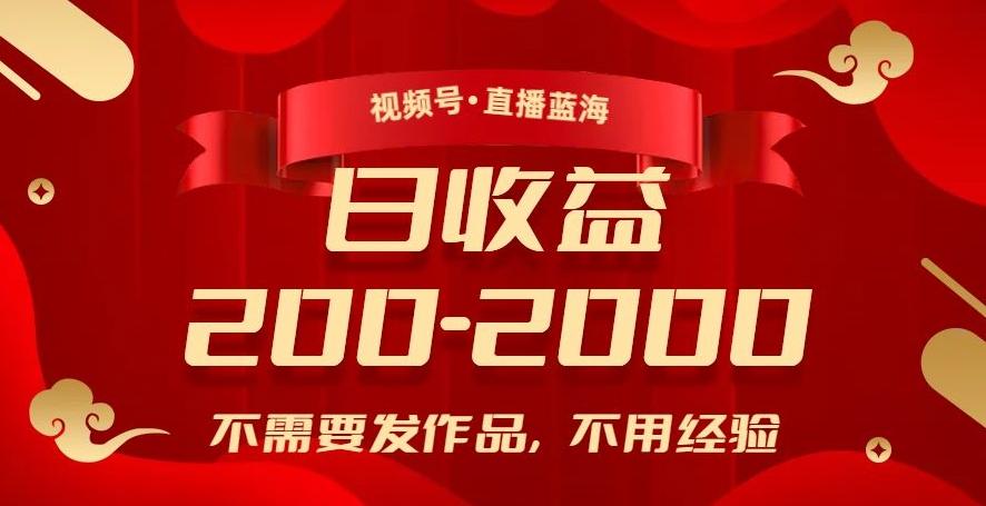 视频号直播蓝海，不需要发作品，不用经验，日入200-2000+【揭秘】-E网资源
