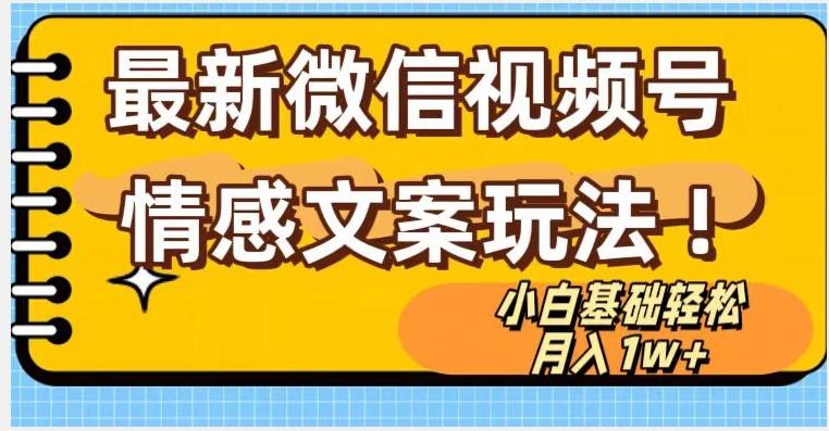 微信视频号情感文案最新玩法，小白轻松月入1万+无脑搬运【揭秘】-E网资源
