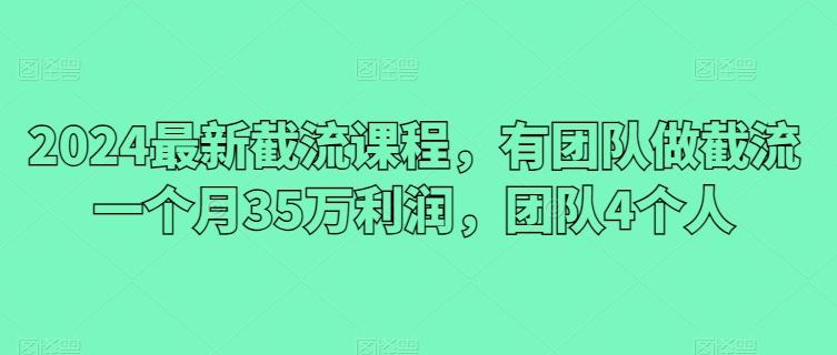 2024最新截流课程，有团队做截流一个月35万利润，团队4个人-E网资源