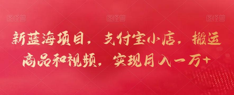 新蓝海项目，支付宝小店，搬运商品和视频，实现月入一万+【揭秘】-E网资源