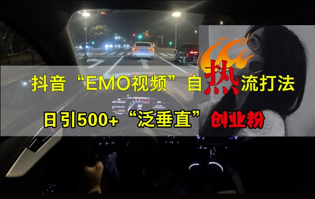 抖音EMO视频自热打法，日引500+“泛垂直”创业粉-E网资源