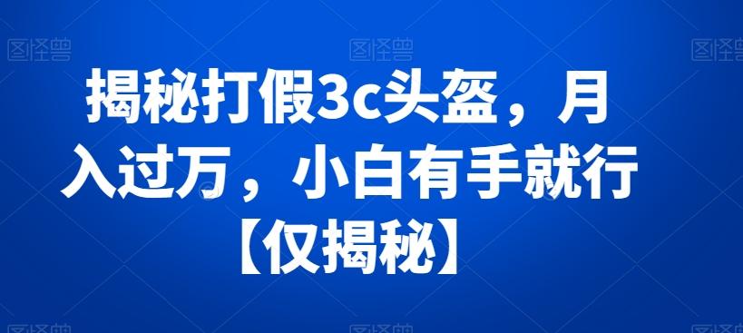 揭秘打假3c头盔，月入过万，小白有手就行【仅揭秘】-E网资源