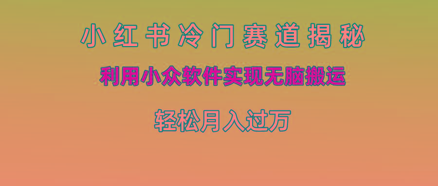 小红书冷门赛道揭秘,利用小众软件实现无脑搬运，轻松月入过万-E网资源