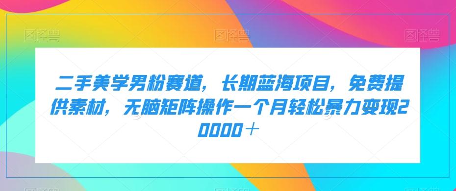 二手美学男粉赛道，长期蓝海项目，无脑矩阵操作一个月轻松暴力变现20000＋-E网资源