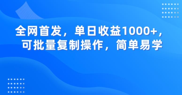 全网首发，单日收益1000+，可批量复制操作，简单易学【揭秘】-E网资源