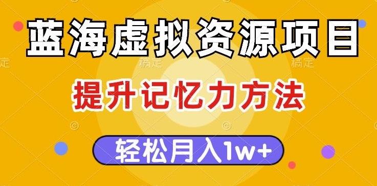 蓝海虚拟资源项目，提升记忆力方法，多种变现方式，轻松月入1w+【揭秘】-E网资源