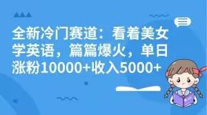 全新冷门赛道：看着美女学英语，篇篇爆火，单日涨粉10000+收入5000+-E网资源