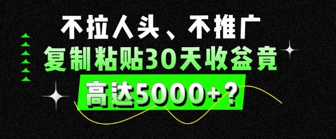 不拉人头、不推广，复制粘贴30天收益竟高达5000+？-E网资源