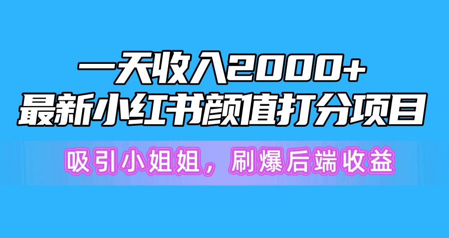 一天收入2000+，最新小红书颜值打分项目，吸引小姐姐，刷爆后端收益-E网资源
