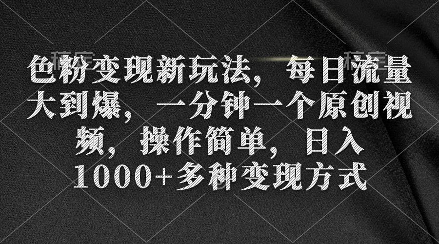 (9282期)色粉变现新玩法，每日流量大到爆，一分钟一个原创视频，操作简单，日入1...-E网资源