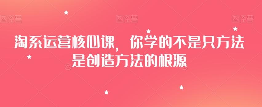 淘系运营核心课，你学的不是只方法是创造方法的根源-E网资源