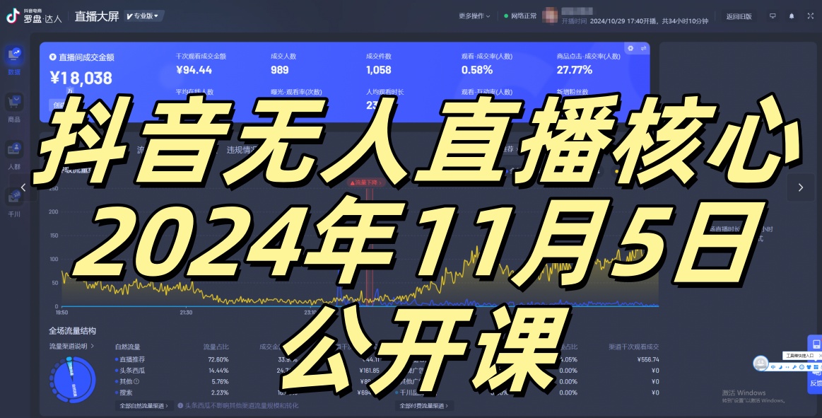 抖音无人直播核心公开课，咸鱼翻身小白可做带有睡后收入月入过万太简单【揭秘】-E网资源