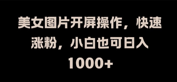 美女图片开屏操作，快速涨粉，小白也可日入1k【揭秘】-E网资源