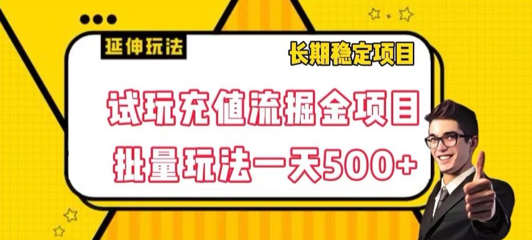 试玩充值流掘金项目，批量矩阵玩法一天500+【揭秘】-E网资源