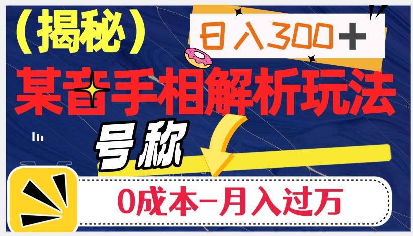 日入300+的，抖音手相解析玩法，号称0成本月入过万（揭秘）-E网资源