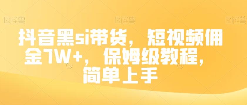 抖音黑si带货，短视频佣金7W+，保姆级教程，简单上手【揭秘】-E网资源
