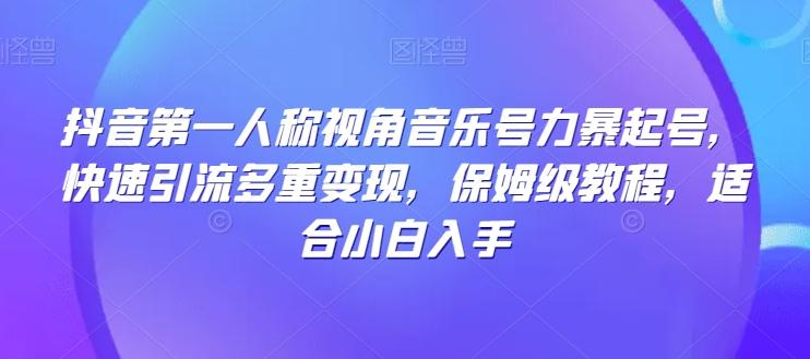 抖音第一人称视角音乐号力暴起号，快速引流多重变现，保姆级教程，适合小白入手-E网资源
