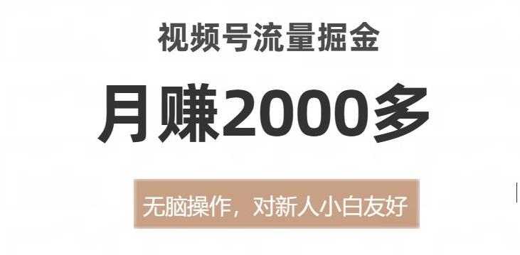 视频号流量掘金，无脑操作，对新人小白友好，月赚2000多【揭秘】-E网资源
