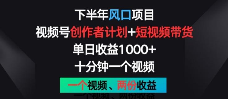 下半年风口项目，视频号创作者计划+视频带货，一个视频两份收益，十分钟一个视频【揭秘】-E网资源