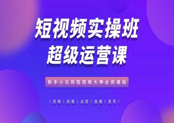 短视频实操班超级运营课，新手小白到短视频大神必修课程-E网资源
