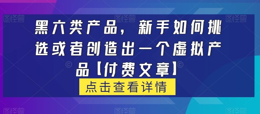 黑六类虚拟产品，新手如何挑选或者创造出一个虚拟产品【付费文章】-E网资源