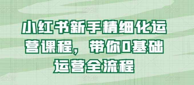 小红书新手精细化运营课程，带你0基础运营全流程-E网资源