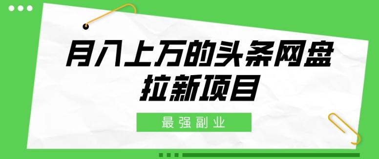 最强副业，月入上万的头条网盘拉新项目，小白新手轻松上手-E网资源