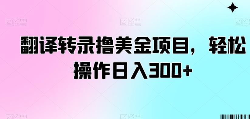 翻译转录撸美金项目，轻松操作日入300+【揭秘】-E网资源