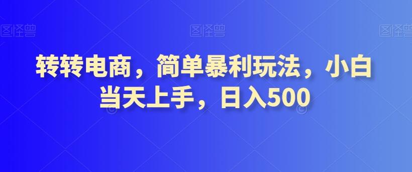 转转电商，简单暴利玩法，小白当天上手，日入500-E网资源