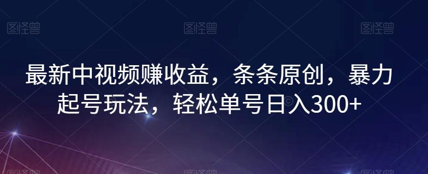 最新中视频赚收益，条条原创，暴力起号玩法，轻松单号日入300+【揭秘】-E网资源