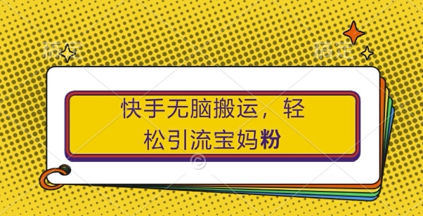 快手无脑搬运，轻松引流宝妈粉，纯小白轻松上手【揭秘】-E网资源