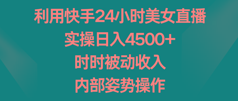 利用快手24小时美女直播，实操日入4500+，时时被动收入，内部姿势操作-E网资源