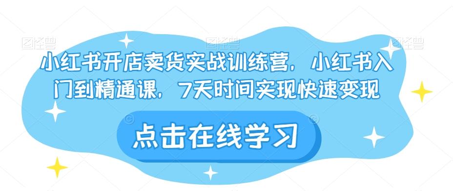 小红书开店卖货实战训练营，小红书入门到精通课，7天时间实现快速变现-E网资源