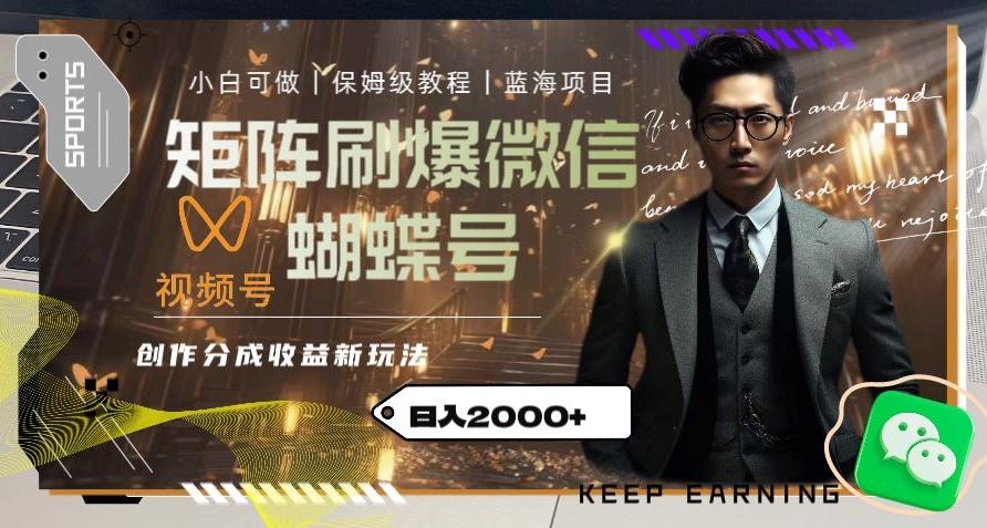 矩阵刷爆微信蝴蝶号创作者分成计划收益的新玩法，日入2000+【揭秘】-E网资源