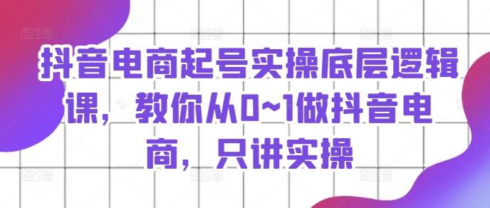 抖音电商起号实操底层逻辑课，教你从0~1做抖音电商，只讲实操-E网资源