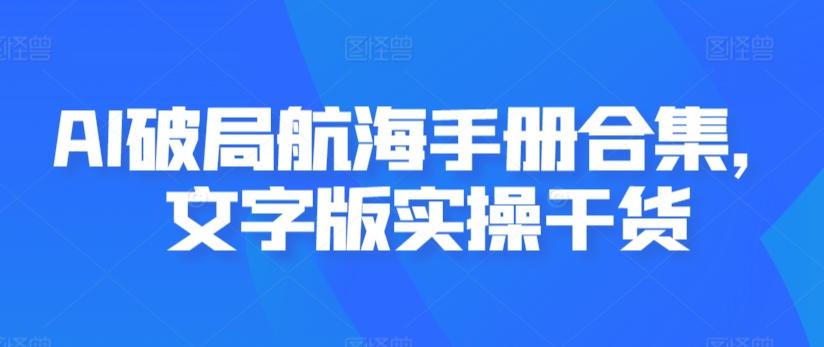 AI破局航海手册合集，文字版实操干货-E网资源