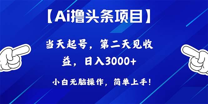 Ai撸头条，当天起号，第二天见收益，日入3000+-E网资源