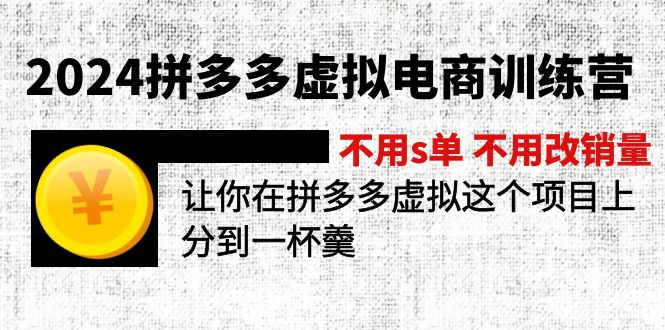2024拼多多虚拟电商训练营 不s单 不改销量  做虚拟项目分一杯羹(更新10节-E网资源