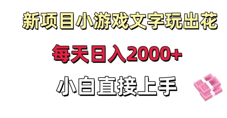 新项目小游戏文字玩出花日入2000+，每天只需一小时，小白直接上手【揭秘】-E网资源
