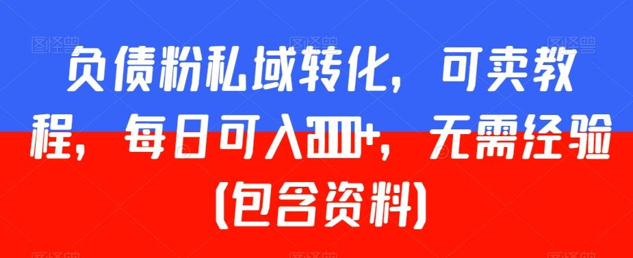 负债粉私域转化，可卖教程，每日可入2000+，无需经验（包含资料）【揭秘】-E网资源