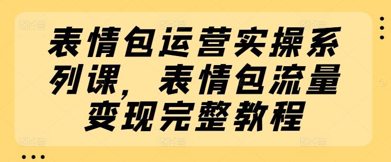 表情包运营实操系列课，表情包流量变现完整教程-E网资源