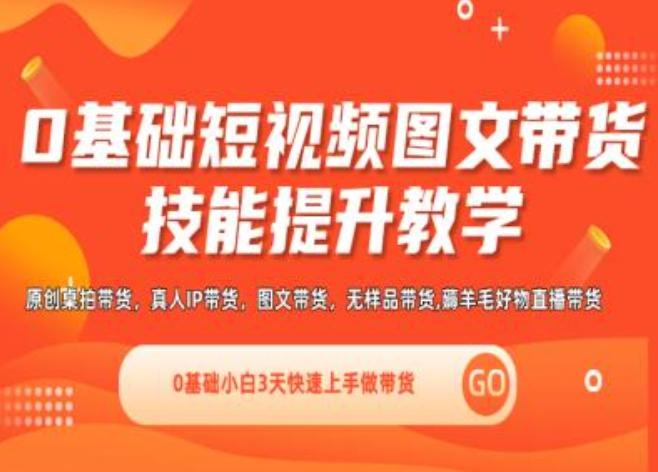 0基础短视频图文带货实操技能提升教学(直播课+视频课),0基础小白3天快速上手做带货-E网资源