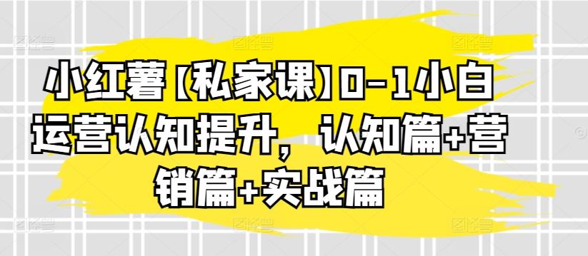 小红薯【私家课】0-1小白运营认知提升，认知篇+营销篇+实战篇-E网资源