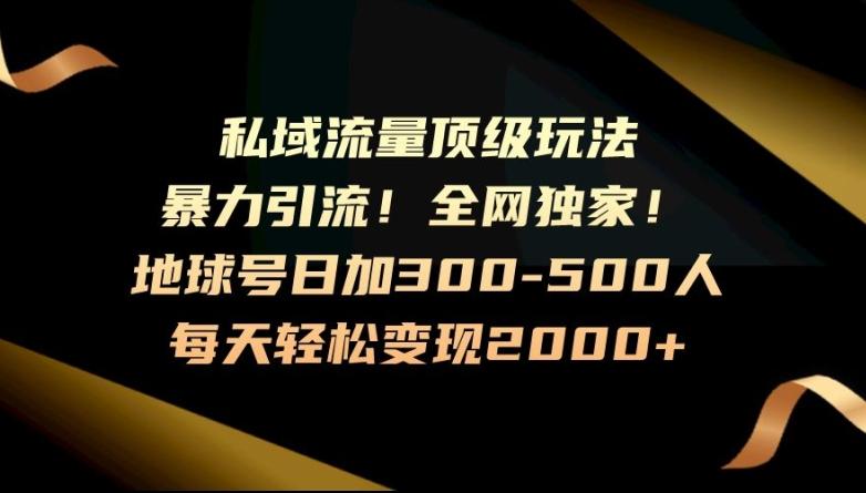暴力引流，全网独家，地球号日加300-500人，私域流量顶级玩法，每天轻松变现2000+-E网资源