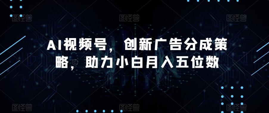 AI视频号，创新广告分成策略，助力小白月入五位数【揭秘】-E网资源