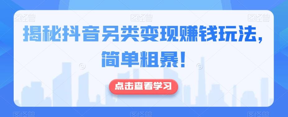 揭秘抖音另类变现赚钱玩法，简单粗暴！-E网资源