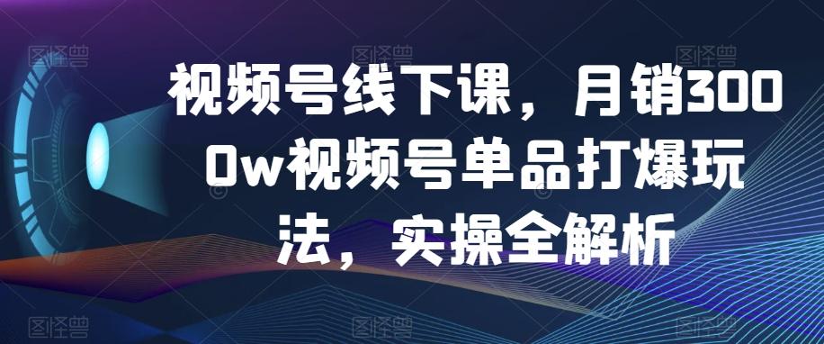 视频号线下课，月销3000w视频号单品打爆玩法，实操全解析-E网资源