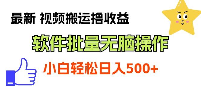 最新视频搬运撸收益，软件无脑批量操作，新手小白轻松上手-E网资源