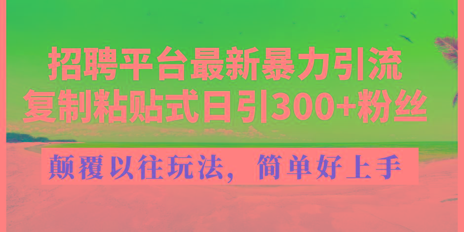 招聘平台最新暴力引流，复制粘贴式日引300+粉丝，颠覆以往垃圾玩法，简...-E网资源