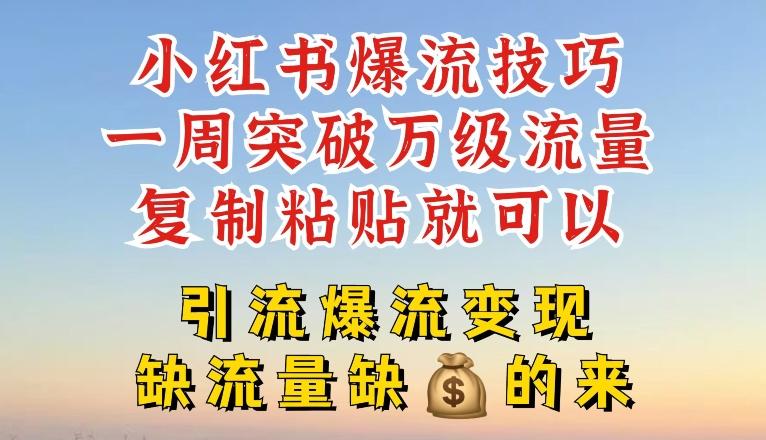 小红书爆流技巧，一周突破万级流量，复制粘贴就可以，引流爆流变现【揭秘】-E网资源